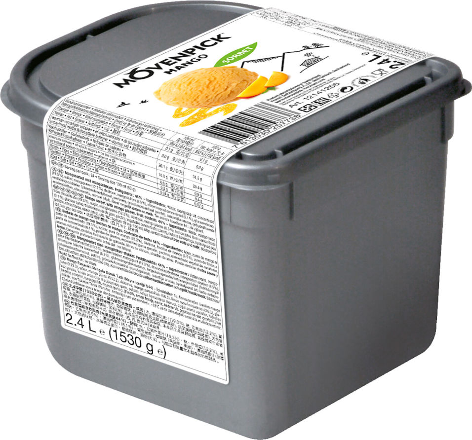Мороженое Movenpick Mango Sorbet Манговый фруктовый лед с кусочками манго 2.4л