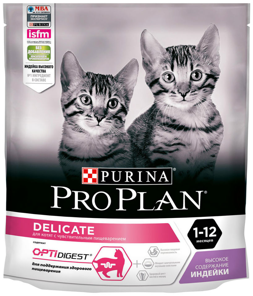 Сухой корм для котят Pro Plan Optidigest Delicate с индейкой 400г Сухой корм для котят Pro Plan Optidigest Delicate с индейкой 400г