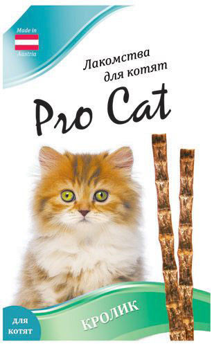 Лакомство для котят Pro Cat Лакомые палочки Кролик 13.5см 9г Лакомство для котят Pro Cat Лакомые палочки Кролик 13.5см 9г