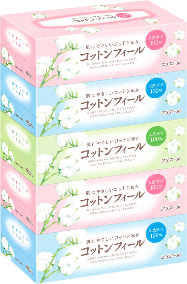 Салфетки бумажные Elleair Cotton Feel 5*160шт