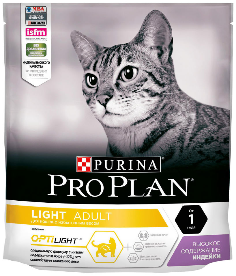 Сухой корм для кошек Pro Plan Light с индейкой 400г Сухой корм для кошек Pro Plan Light с индейкой 400г