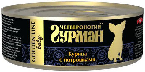 Корм для щенков Четвероногий Гурман Golden Line Курица и потрошки 100г Корм для щенков Четвероногий Гурман Golden Line Курица и потрошки 100г