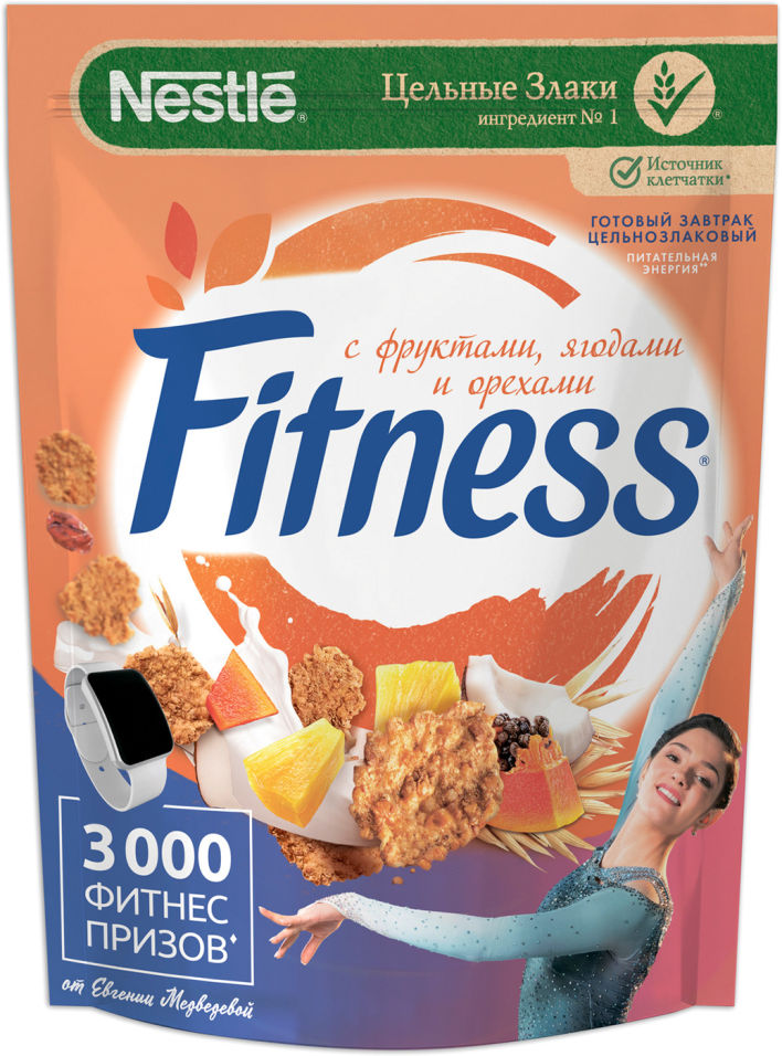 Хлопья Nestle Fitness&Friuts Фрукты Ягоды и Орехи 200г