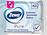 Туалетная бумага Zewa Pure без аромата влажная 42шт в ассортименте