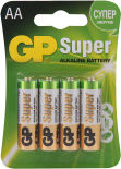 Батарейки GP Super 15А LR6 АА 1.5В 4шт Батарейки GP Super 15А LR6 АА 1.5В 4шт