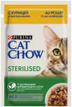 Влажный корм для кошек Cat Chow Sterilised Курица и Баклажан в соусе 85г