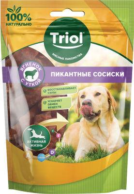 Лакомство для собак Triol Пикантные сосиски из Ягненка и Утки 70г