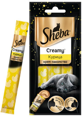Крем-лакомство для кошек Sheba с курицей 3шт*12г