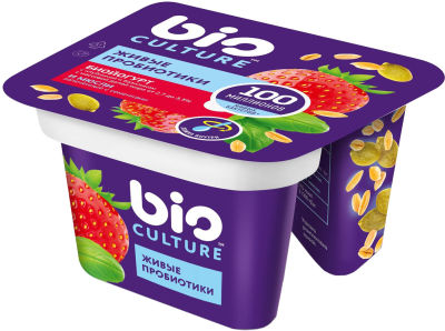 Биойогурт bio Culture Клубника-базилик мюсли 2.7-3.5% 130г