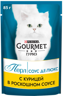 Корм для кошек Gourmet Perle соус делюкс с курицей 85г