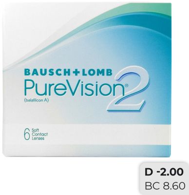 Контактные линзы Pure Vision 2 Ежемесячные -2.00/14.0/8.6 6шт