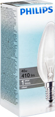 Лампа накаливания Philips В35 E14 40Вт