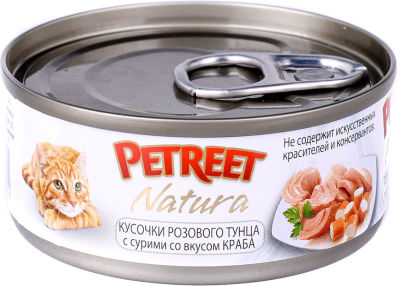 Корм для кошек Petreet Кусочки розового тунца с крабом сурими 70г
