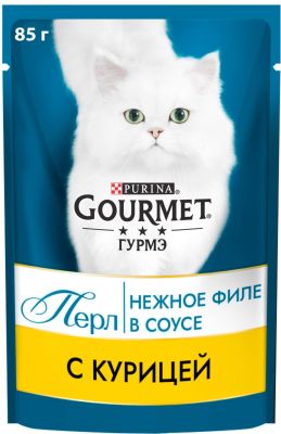 Корм для кошек Gourmet Perle Мини-филе с курицей в подливе 85г