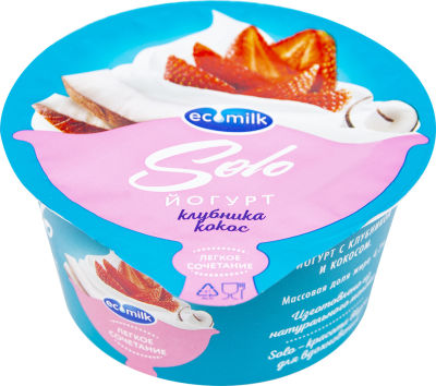 Йогурт Экомилк с клубникой и кокосом 5% 130г