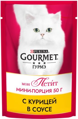 Корм для кошек Gourmet mon Petit Кусочки с курицей 50г