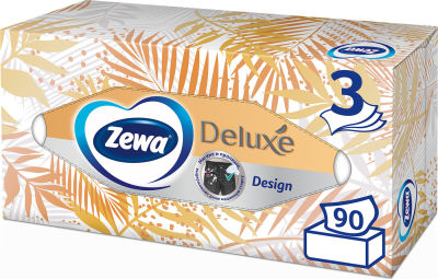 Салфетки бумажные Zewa Deluxe Дизайн косметические 3 слоя 90шт