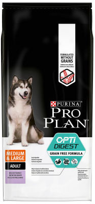 Сухой корм для собак Pro Plan Optidigest Medium&Large Adult Grain Free Formula с индейкой 12кг