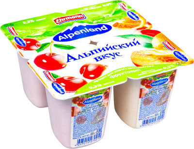 Продукт йогуртный Alpenland Вишня Нектарин-дикий апельсин 0.3% 4шт*95г
